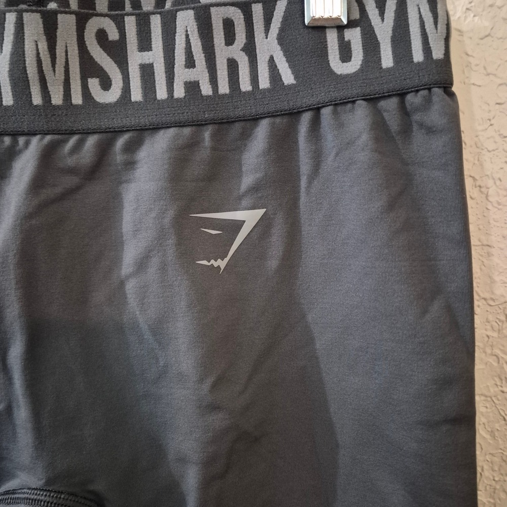 Gymshark Flex Seamless High Waisted Leggings M Charcoal Gray Logo Activewear - Picture 3 of 8